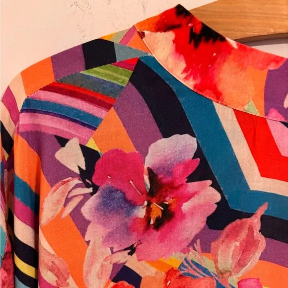 Johnny Was EUC Summer Stripes Maxi Kaftan dress - Picture 11 of 12